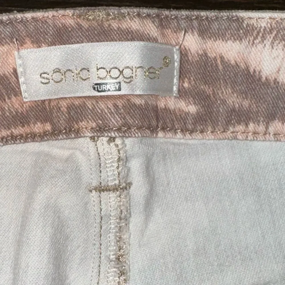 Sonia Bogner Tan and Apricot Animal print luxury jeans